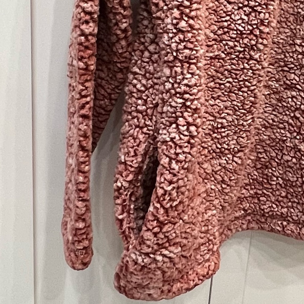 Zenana Outfitters Burgundy White Fuzzy Quarter Zip - Picture 6 of 8